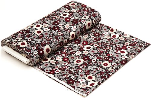 black houndstooth flower designer flannel fabric USA 3