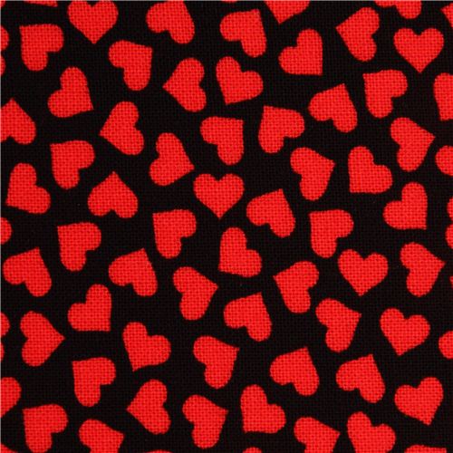 black mini hearts fabric by Robert Kaufman from the USA Fabric