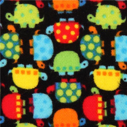 schwarzer Mini Schildkröte Flanell Stoff Timeless Treasures Stoff