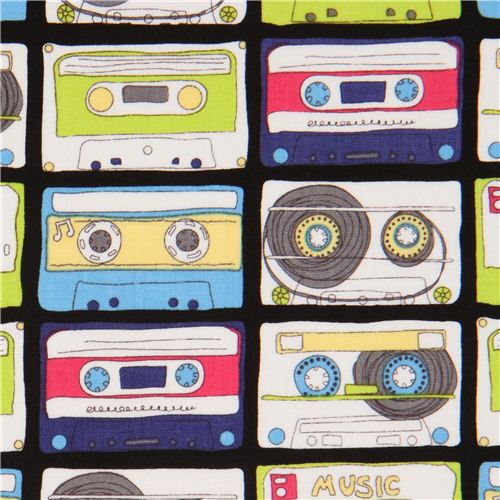 Tela negra con cintas de música de Timeless Treasures Tela