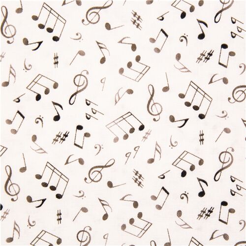 schwarze Musiknoten und Symbole auf cremefarbenem Hintergrund USA Stoff Baumwolle Stoff