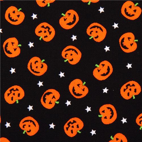 Tela negra calabazas de Timeless Treasures Jack-o-Lanterns Tela