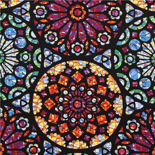 schwarzer Ornament Kreise Mosaik Stoff Timeless Treasures Stoff