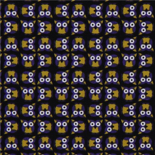 black owls Kokka oxford cloth fabric kawaii Japan 2