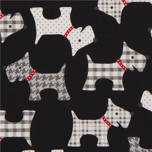 schwarzer gemusterte Hunde Tier Stoff von Robert Kaufman USA Stoff