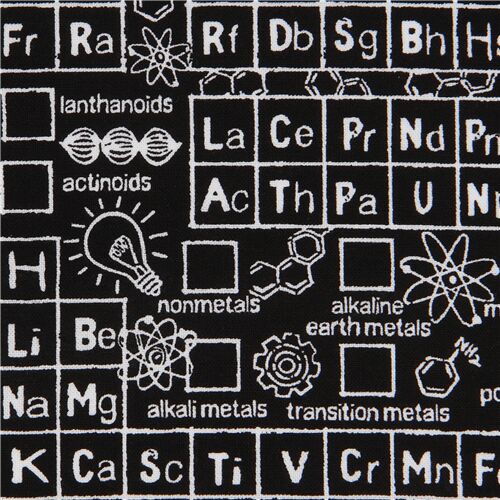 black periodic table fabric by Timeless Treasures Fabric