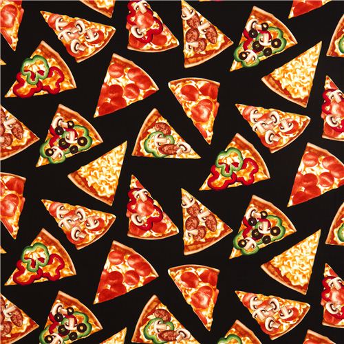 black pizza slices fabric by Timeless Treasures from the USA 2
