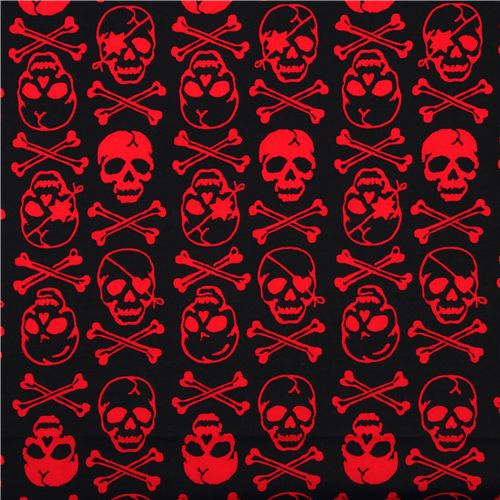 black skull fabric with red skulls from Japan 2