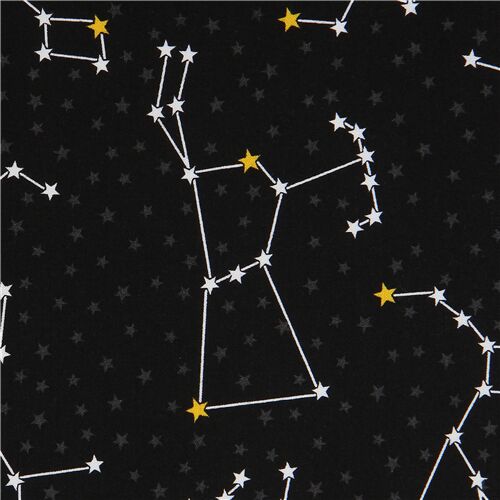 Tissu noir avec l'espace, des constellations, des étoiles Tissu