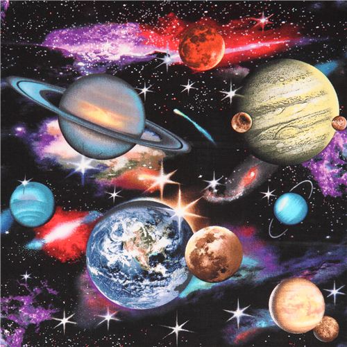 Tela negra espacio galaxia para chicos In Space de Elizabeth's Studio Tela