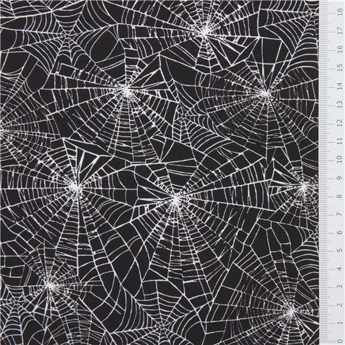 Rimanenza di (39 x 24 cm) - tessuto nero ragnatele Halloween Robert Kaufman 2