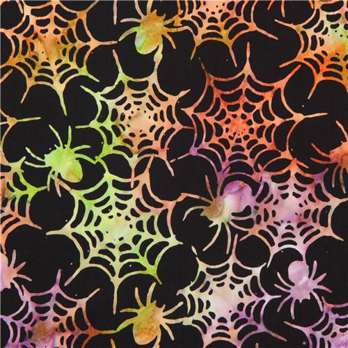 black spider web fabric by Timeless Treasures 'Spiders Batik' Fabric