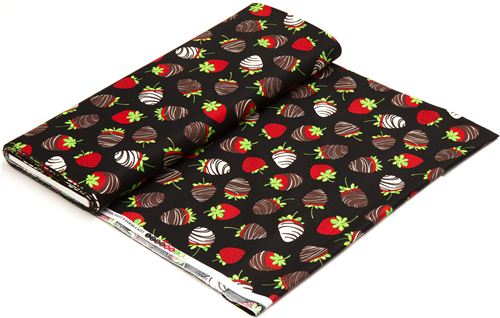 black strawberries with chocolate fabric Timeless Treasures 3