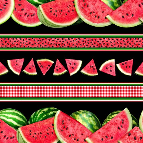 Wassermelonen-Picknick Gingham-Streifen Stoff