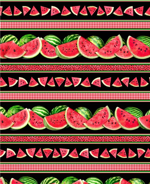 Resto de (59 x 112 cm) - Tela negra con rayas franjas de sand�a de Timeless Treasures 2