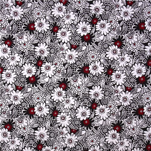 black-white Michael Miller fabric with big flowers 2