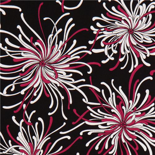 Tissu Robert Kaufman noir avec des pétales sauvages Tissu