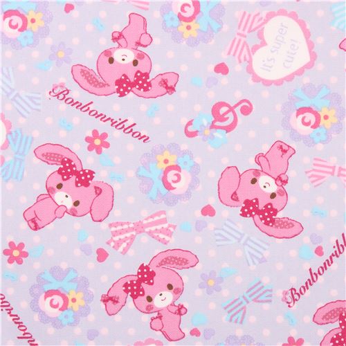 blue Bonbonribbon bunny dots bows Sanrio oxford fabric from Japan