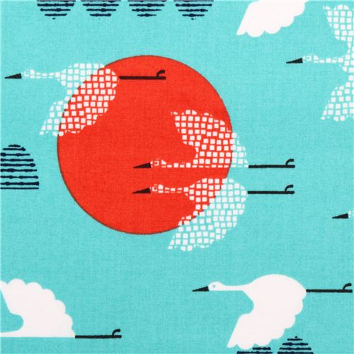 Tela azul tsuru Cloud 9 animales grullas vuelo Tela