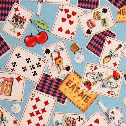 blue Cosmo Alice in Wonderland fairy tale fabric from Japan Fabric