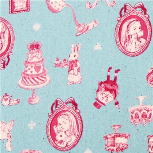 blue Cosmo Alice in Wonderland fairy tale frame fabric Japan Fabric