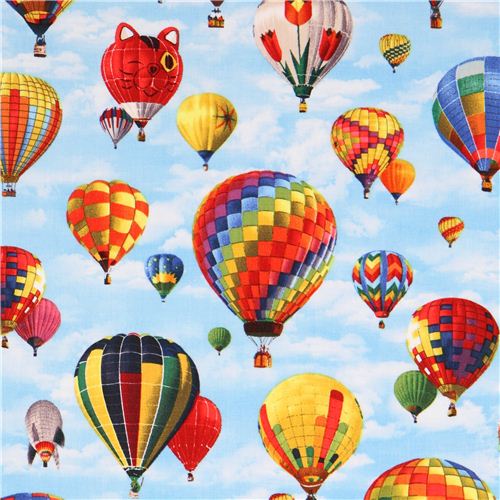 blauer In Motion Heißluftballon Himmel Stoff aus den USA Stoff