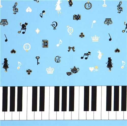 blue Japanese fabric Alice in Wonderland piano 1