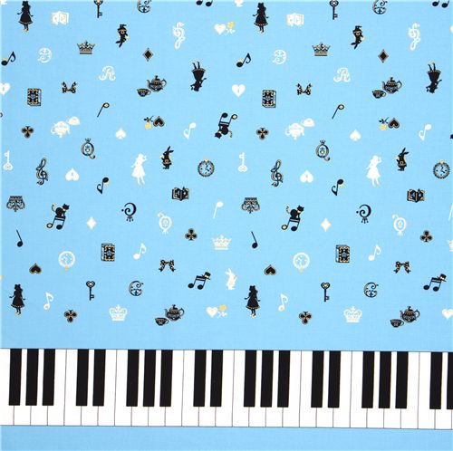 blue Japanese fabric Alice in Wonderland piano 2