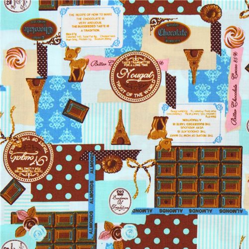 blue Japanese fabric France chocolate Cosmo 1