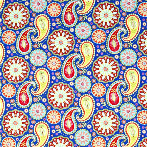 blue Michael Miller fabric Gypsy Paisley big flowers 2