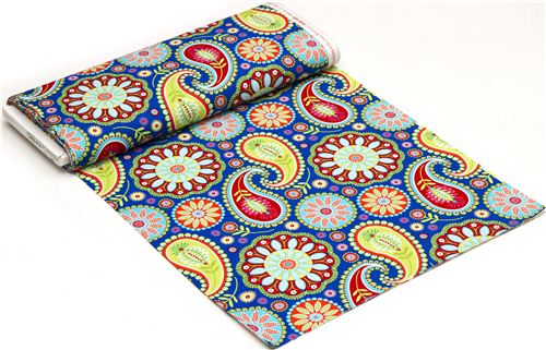 blue Michael Miller fabric Gypsy Paisley big flowers 3