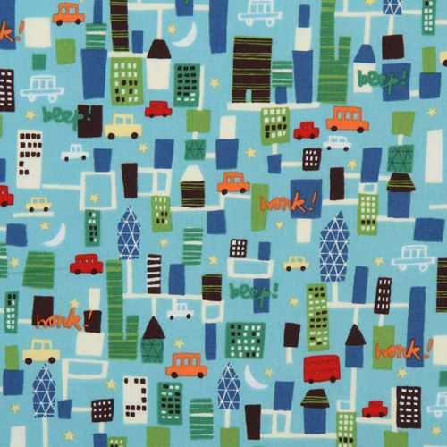 blue Michael Miller fabric city cars for boys 2