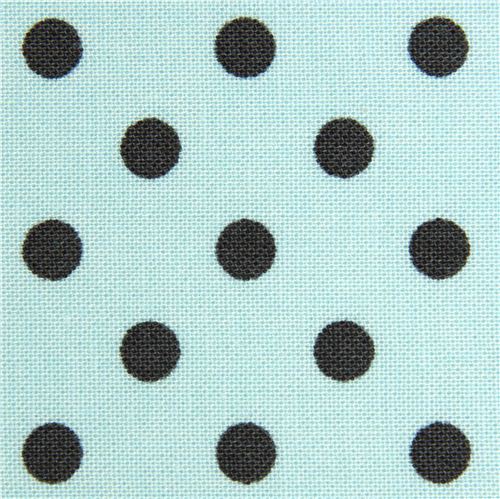 blue Michael Miller fabric dark grey polka dots 1