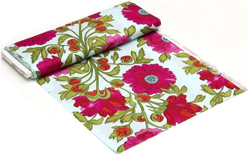 hellblauer Michael Miller Stoff rosa Blumen by Laura Gunn 3