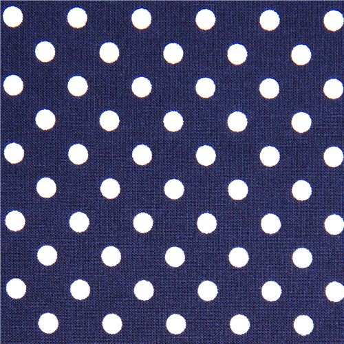 blauer Michael Miller Stoff kleine weiße Polka Punkte 2