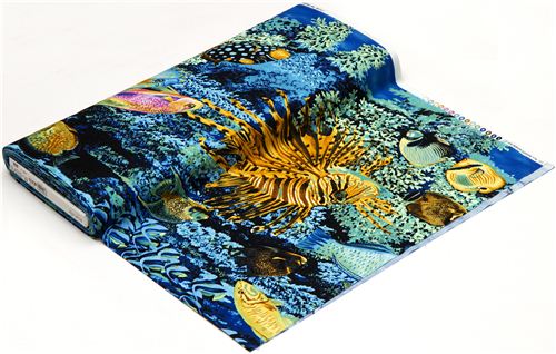blue Michael Miller fabric with fish in the ocean reef 3
