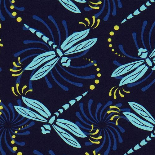 blue Michael Miller fabric with turquoise dragonflies 1