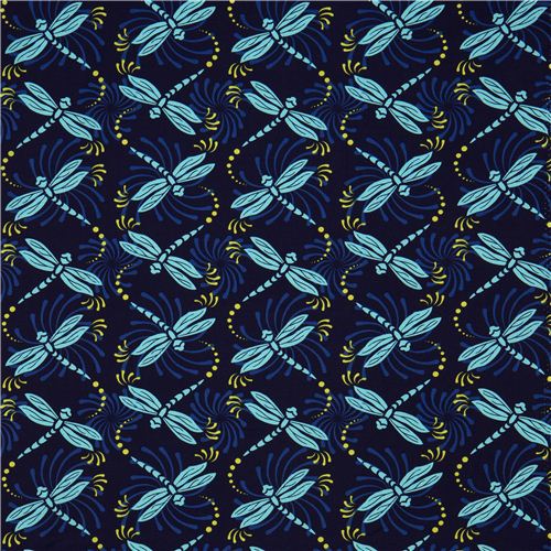 blue Michael Miller fabric with turquoise dragonflies 2