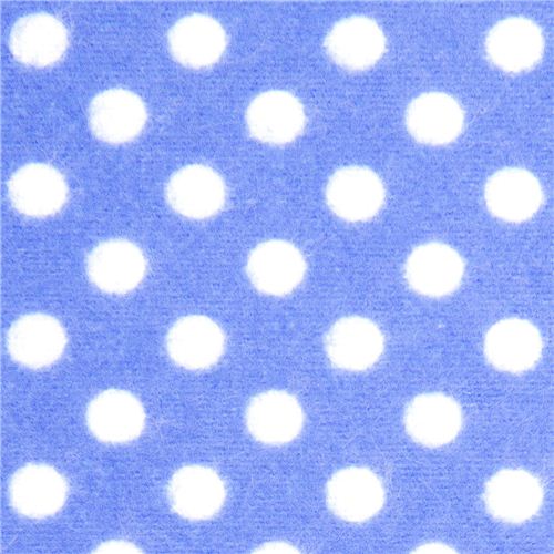 blauer Michael Miller Flanellstoff weiße Polka Punkte 1