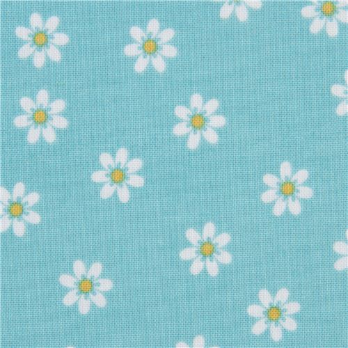 blue Riley Blake daisy laminate fabric from the USA Fabric
