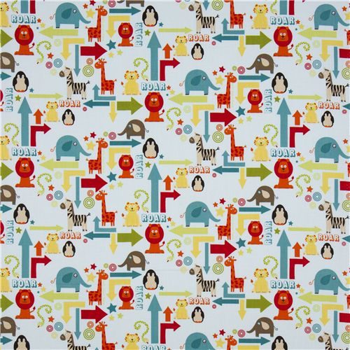 blue Riley Blake fabric cute zoo animals arrows boys 2