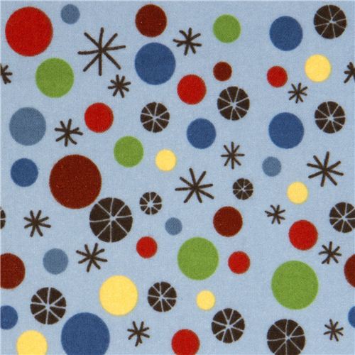 blue Riley Blake flannel fabric with dots & stars 1