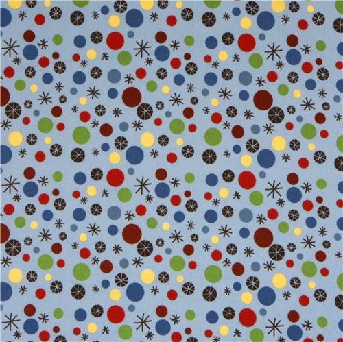 blue Riley Blake flannel fabric with dots & stars 2