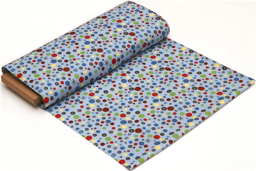 blue Riley Blake flannel fabric with dots & stars 3