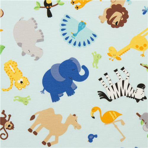 Tela azul de punto con animales de Riley Blake EE. UU. Tela