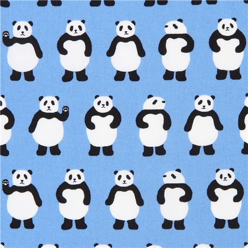 blue Robert Kaufman black white panda fabric Sevenberry Mini Prints Fabric