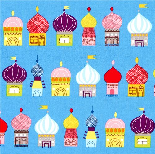 blue Robert Kaufman fabric with Russian onion tower 1