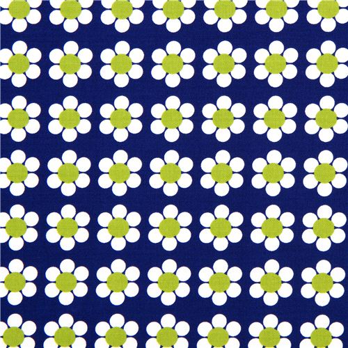 blue Robert Kaufman fabric with white flowers 2