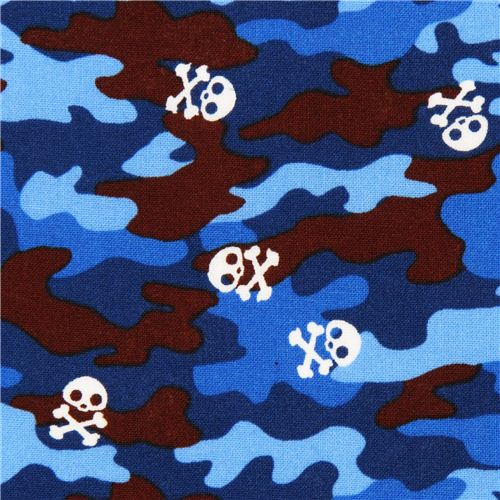 blue Skelanimals camouflage skull fabric from the USA Fabric
