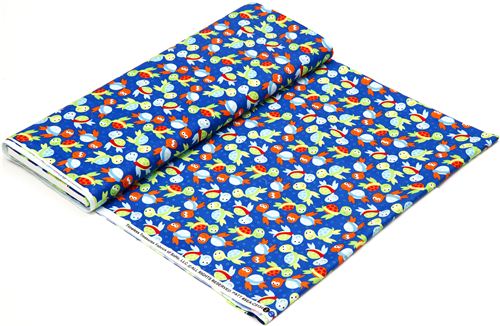 blue Timeless Treasures fabric for children with turtles 3